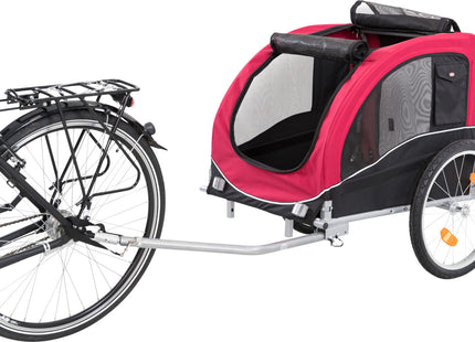 Schwarzer und roter Fahrradanhänger von Trixie für Haustiere