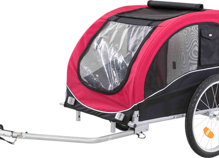 Schwarzer und roter Fahrradanhänger von Trixie für Haustiere