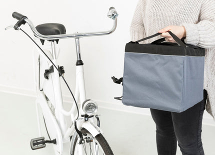 Praktische graue Frontbox für Fahrräder von Trixie