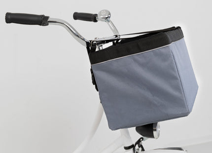 Praktische graue Frontbox für Fahrräder von Trixie