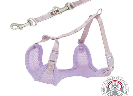 Weiches Welpengeschirr und Leine in Flieder für kleine Hunde