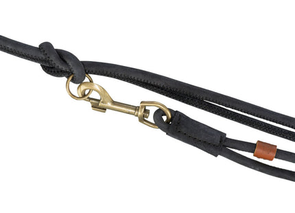 Trixie Pure V-Leine – Rundgenähtes Leder, schwarz