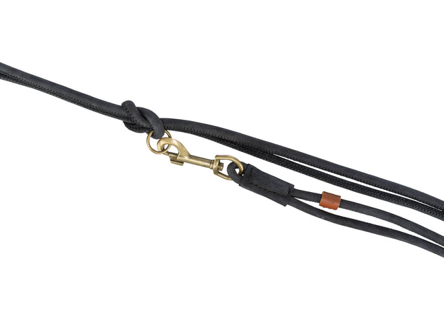 Trixie Pure V-Leine – Rundgenähtes Leder, schwarz