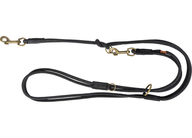 Trixie Pure V-Leine – Rundgenähtes Leder, schwarz