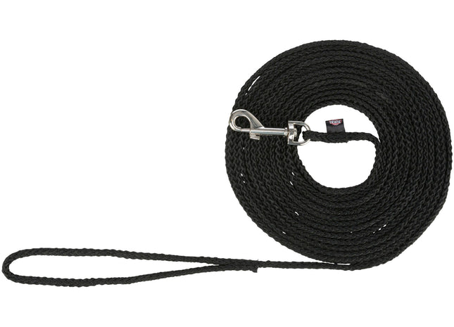 Schwarze Trixie Nylon Schleppleine für Hunde, robust und langlebig