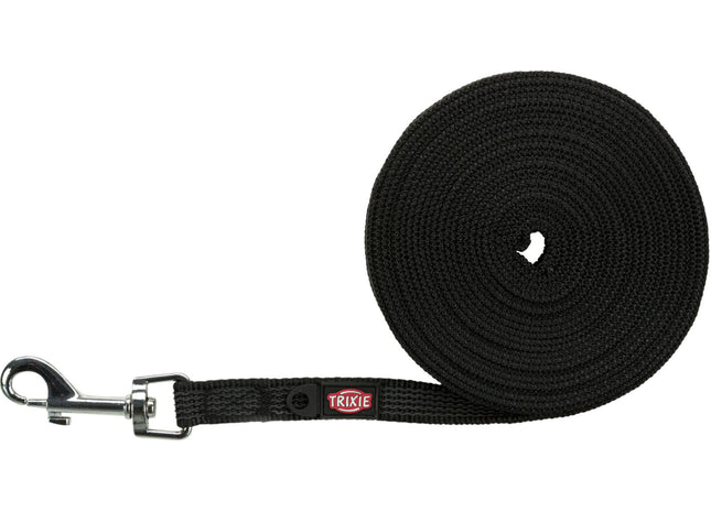 Gummierte Schleppleine in Schwarz für sicheres Training und Auslauf