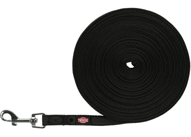 Gummierte Schleppleine in Schwarz für sicheres Training und Auslauf
