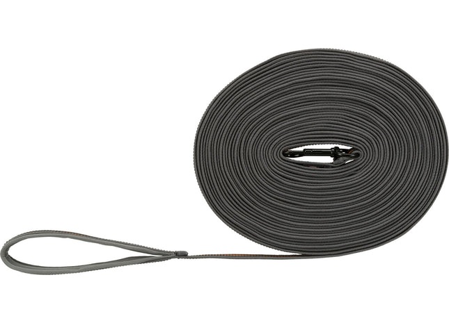 Trixie Fusion Schleppleine – 15m gummiert grafit/papaya