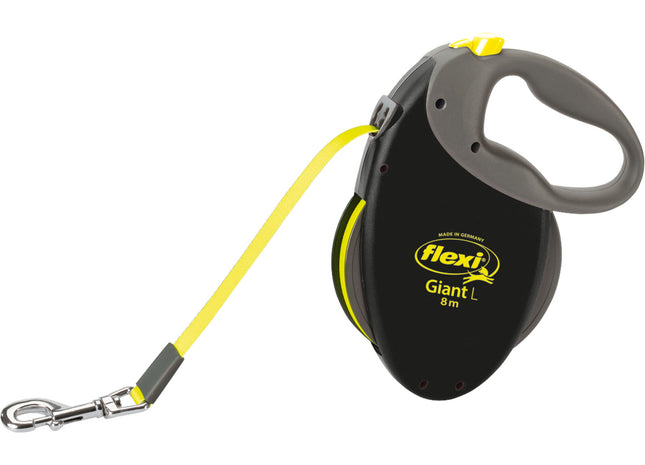 Sicherer Trixie Flexi Neon Giant Gurt in Schwarzneon für grosse Hunde