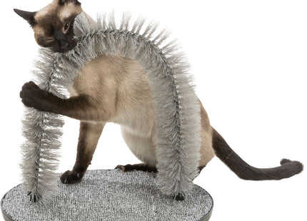 Katzengrauer Massage- und Fellpflegebogen von Trixie für glückliche Katzen