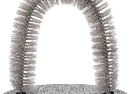 Katzengrauer Massage- und Fellpflegebogen von Trixie für glückliche Katzen