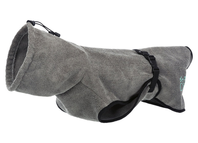 Frottee-Bademantel in Grau für Hunde von Trixie - nach dem Baden kuschelig trocken bleiben