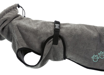 Frottee-Bademantel in Grau für Hunde von Trixie - nach dem Baden kuschelig trocken bleiben