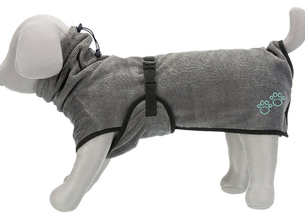 Frottee-Bademantel in Grau für Hunde von Trixie - nach dem Baden kuschelig trocken bleiben