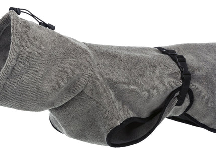 Frottee-Bademantel in Grau für Hunde von Trixie - nach dem Baden kuschelig trocken bleiben