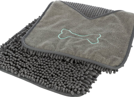 Weiches graues Handtuch mit praktischen Handlaschen aus Mikrofaser