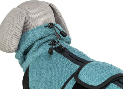 Gemütlicher Frottee-Hausoverall für Hunde in Petrol, ideal für Badezeit und Zuhause