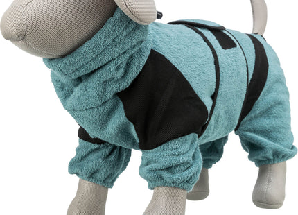 Gemütlicher Frottee-Hausoverall für Hunde in Petrol, ideal für Badezeit und Zuhause