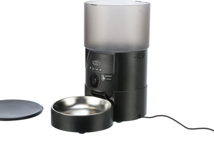 Automatischer Futterautomat für Haustiere in elegantem Schwarz