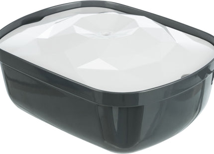 Trinkbrunnen für Katzen in Grau-Weiss mit polygonalem Design