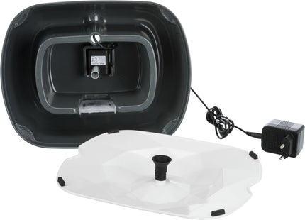 Trinkbrunnen für Katzen in Grau-Weiss mit polygonalem Design