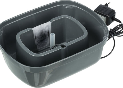 Trinkbrunnen für Katzen in Grau-Weiss mit polygonalem Design