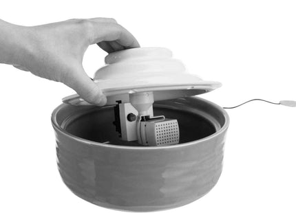 Keramik-Trinkbrunnen für Haustiere, 1,5 l, petrolweiss