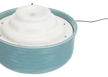 Keramik-Trinkbrunnen für Haustiere, 1,5 l, petrolweiss