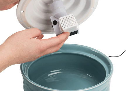 Keramik-Trinkbrunnen für Haustiere, 1,5 l, petrolweiss