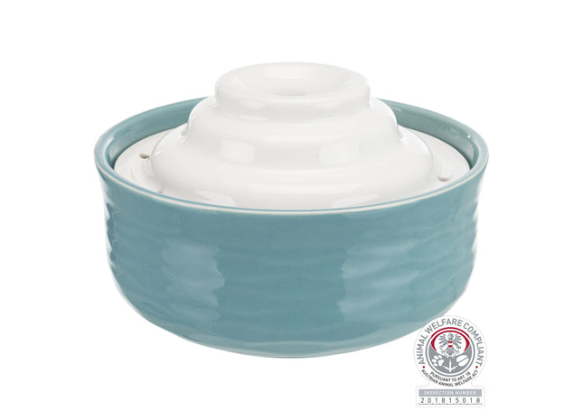 Keramik-Trinkbrunnen für Haustiere, 1,5 l, petrolweiss