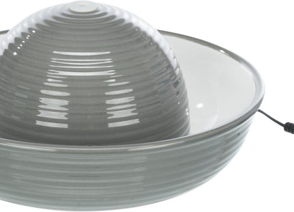 Keramik-Trinkbrunnen für Katzen, 1,5 l, vitalisierender Wasserfluss, grau-weiss