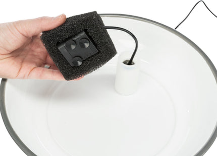 Keramik-Trinkbrunnen für Katzen, 1,5 l, vitalisierender Wasserfluss, grau-weiss