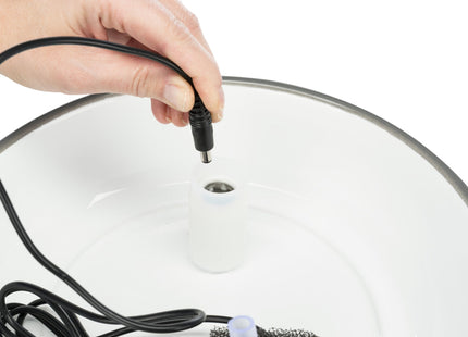 Keramik-Trinkbrunnen für Katzen, 1,5 l, vitalisierender Wasserfluss, grau-weiss