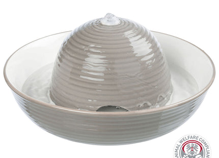 Keramik-Trinkbrunnen für Katzen, 1,5 l, vitalisierender Wasserfluss, grau-weiss