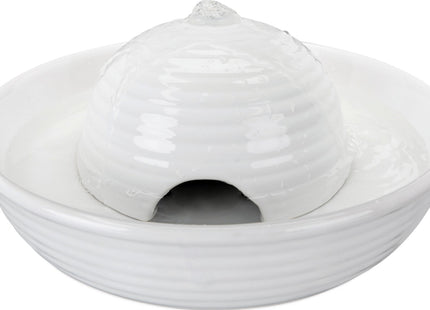 Keramik-Trinkbrunnen für Katzen, vitalisierender Wasserfluss, 0,8 l, weiss