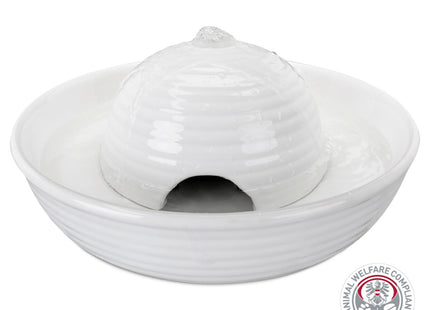 Keramik-Trinkbrunnen für Katzen, vitalisierender Wasserfluss, 0,8 l, weiss