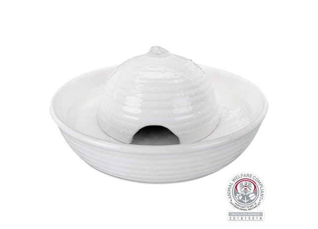 Keramik-Trinkbrunnen für Katzen, vitalisierender Wasserfluss, 0,8 l, weiss