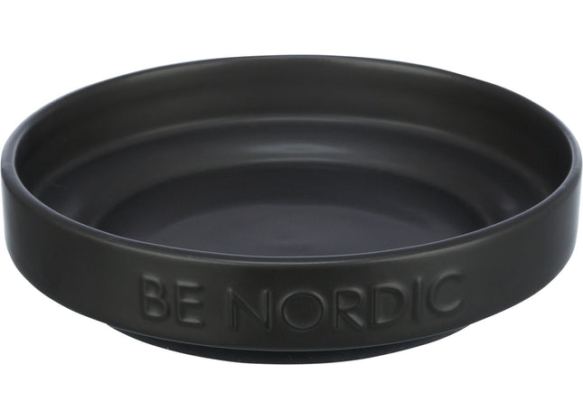 Schwarzer flacher Keramiknapf mit Gummiunterseite von Trixie