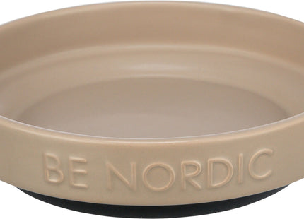 Flacher Keramiknapf in Taupe mit Gummi-Basis von Trixie
