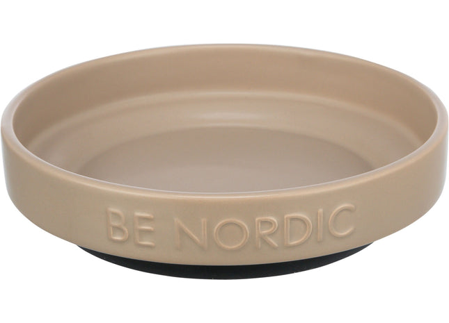 Flacher Keramiknapf in Taupe mit Gummi-Basis von Trixie