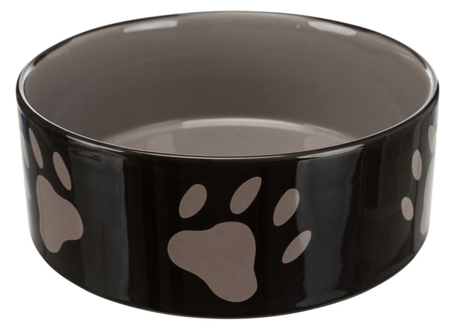 Keramiknapf mit Pfotenmuster in Braun für Haustiere