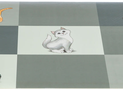 Gemütliche graue Patchwork-Napfunterlage für Katzen von Trixie