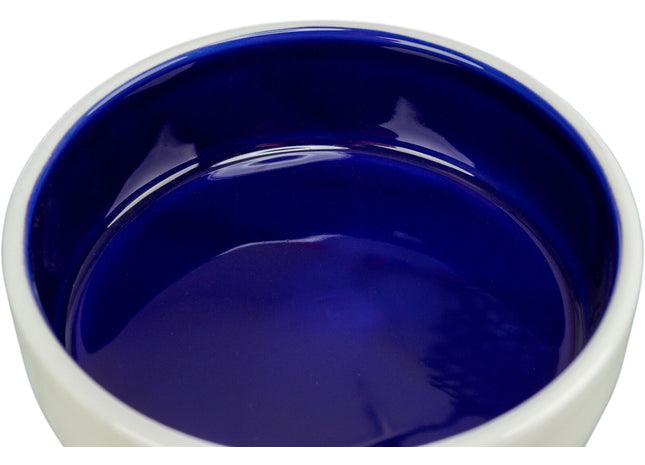 Katzennapf aus blauer Keramik für stilvolles Fressen und Trinken