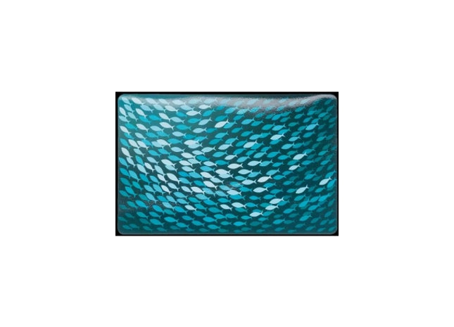 Petrolblaue Napfunterlage mit Fischmotiv von Trixie für Haustiere