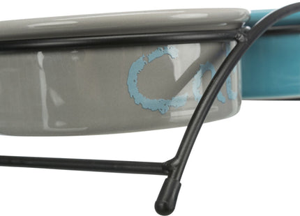 Keramiknapf-Set in Hellgrau mit stilvollen Füssen für stilvolles Fressen