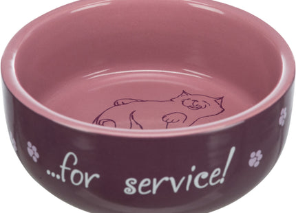 Trixie Keramiknapf Katze Thanks for Service 11 cm - hochwertiger und dekorativer Napf für Katzen mit süssem Design