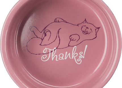 Trixie Keramiknapf Katze Thanks for Service 11 cm - hochwertiger und dekorativer Napf für Katzen mit süssem Design