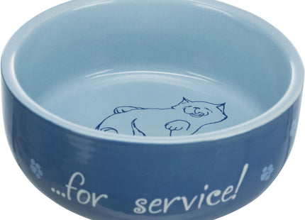 Trixie Keramiknapf Katze Thanks for Service 11 cm - hochwertiger und dekorativer Napf für Katzen mit süssem Design