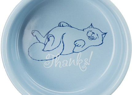 Trixie Keramiknapf Katze Thanks for Service 11 cm - hochwertiger und dekorativer Napf für Katzen mit süssem Design