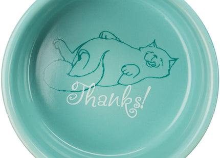 Trixie Keramiknapf Katze Thanks for Service 11 cm - hochwertiger und dekorativer Napf für Katzen mit süssem Design